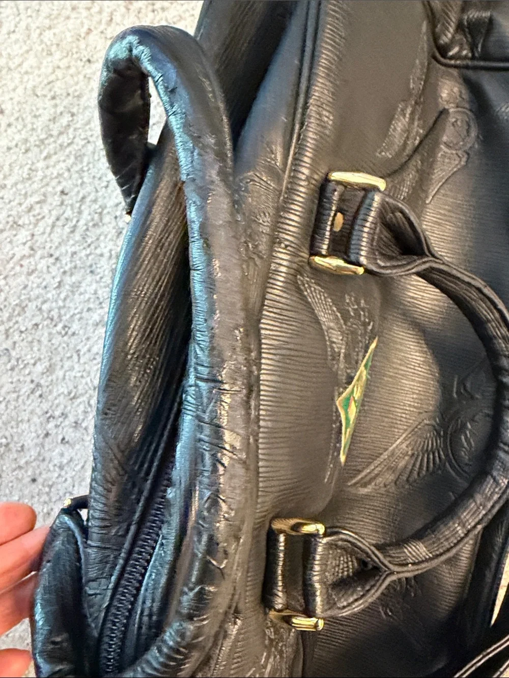 Black Embossed Weekend Bag with Green & Red JS Patch